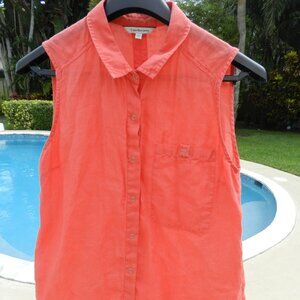 Calvin Klein Jeans Coral Sleeveless Button-Down Top - Size M